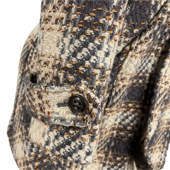 Dkny Women's Gray and Beige Plaid Double Breasted Peacoat Jacket Size 8 - Picture 9 of 14